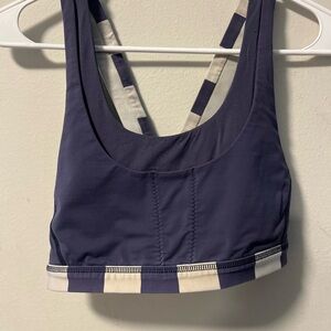 Lululemon Navy and White Striped Women's Sports Bra